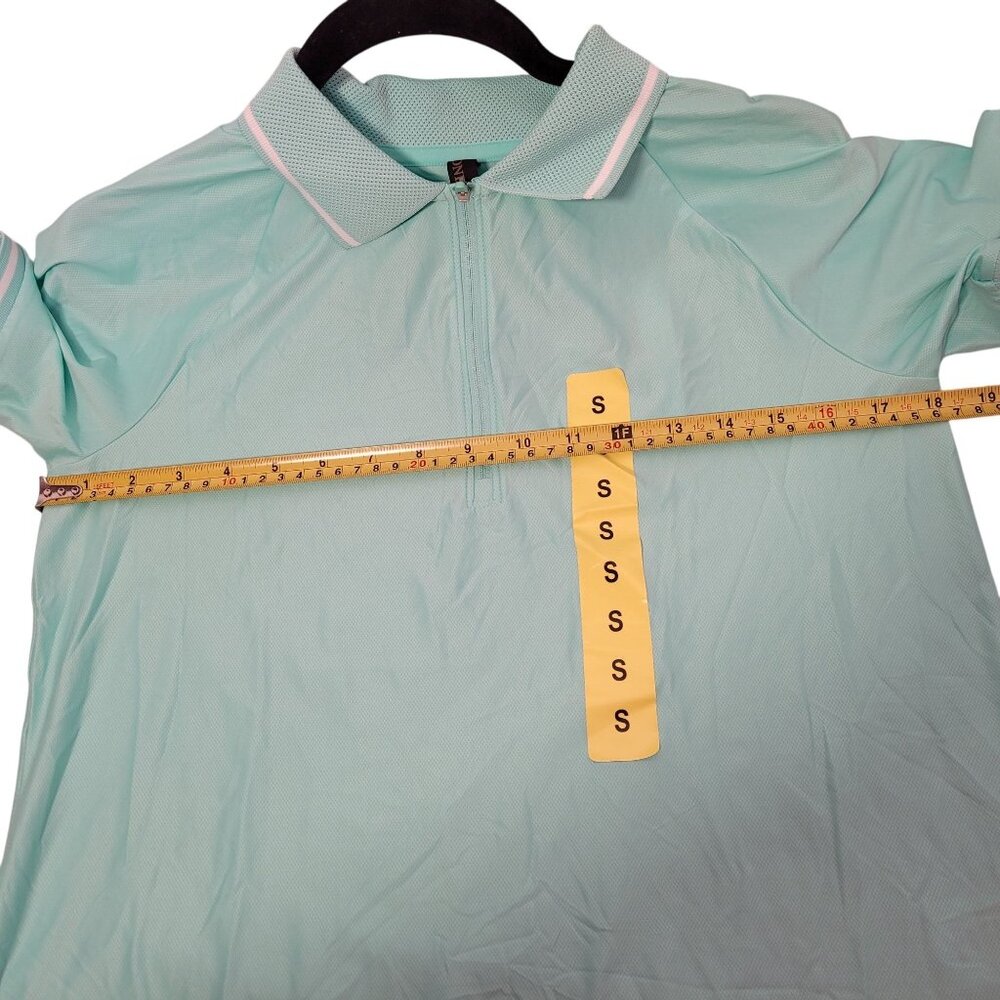 Mondetta Women's Active 1/4-Zip Short Sleeve Mesh Polo Shirt Green Small - Picture 10 of 11